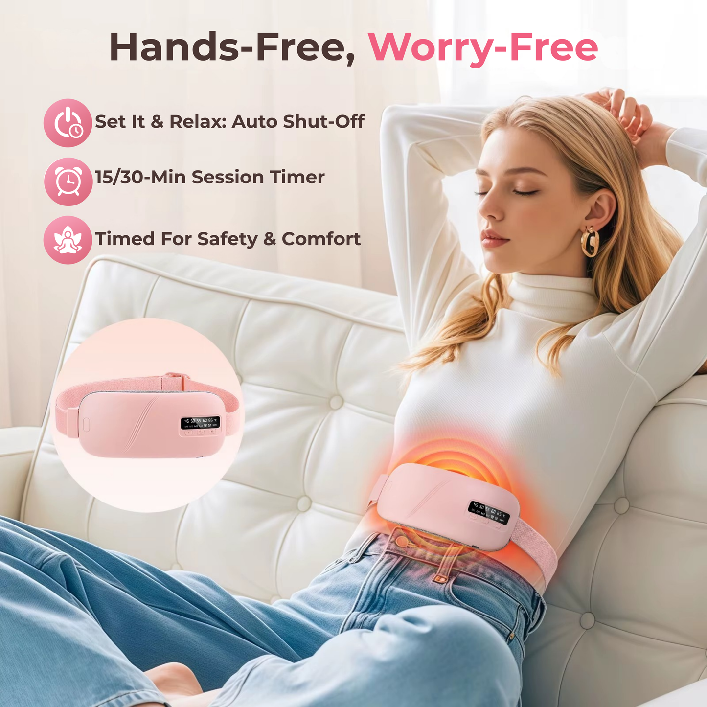Soothing Heat & Massage Belt for Cramp Relief