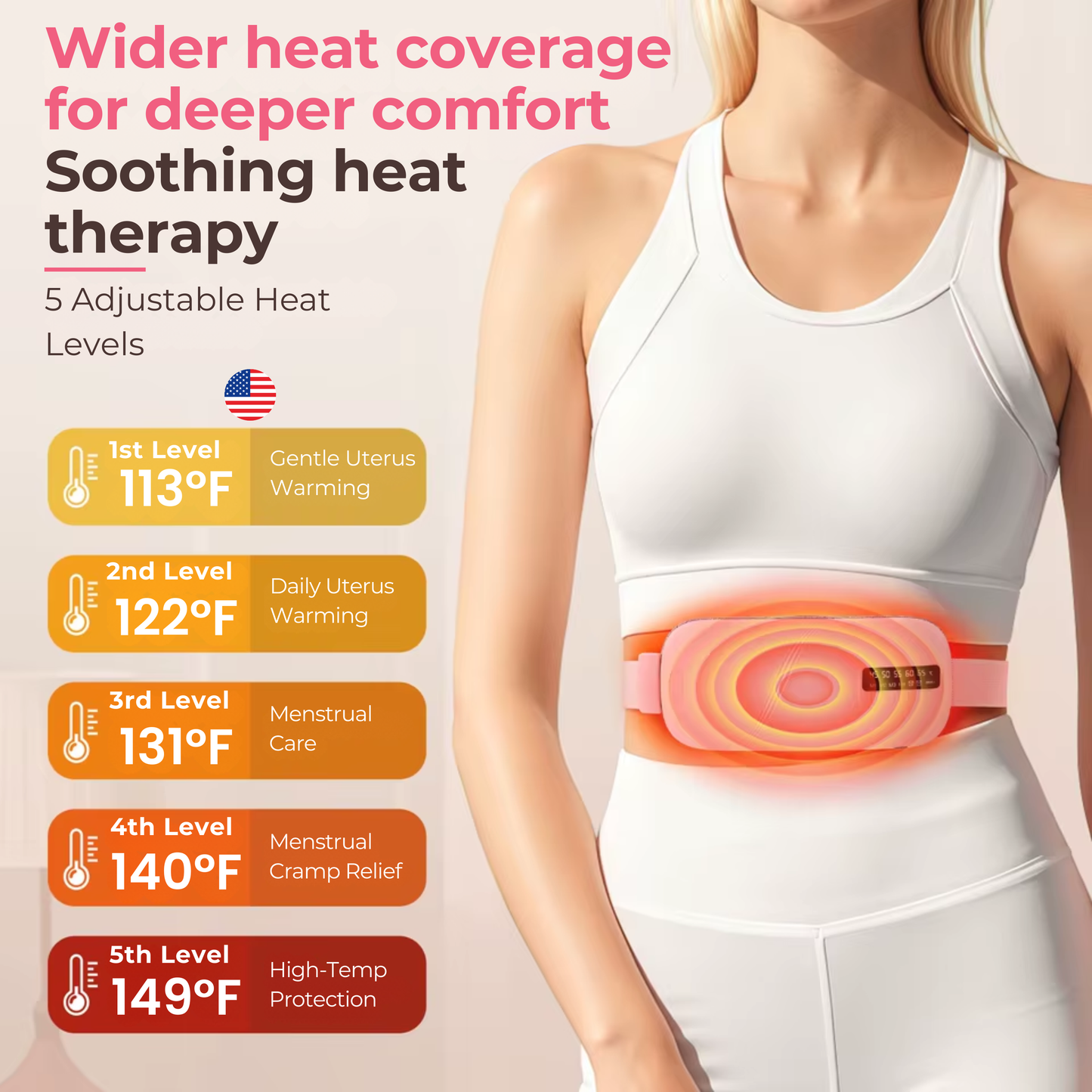 Soothing Heat & Massage Belt for Cramp Relief